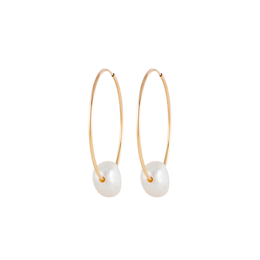 Endless Gold Hoops with Pearl
