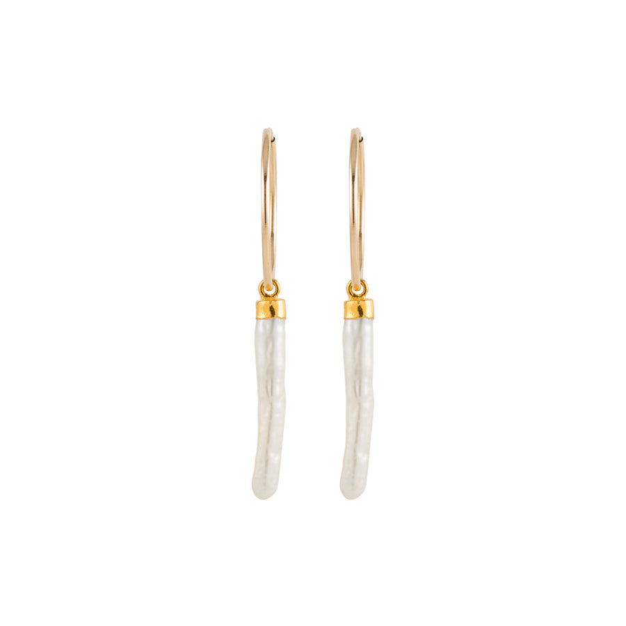 Small Hoop Earrings with Pearl Spike