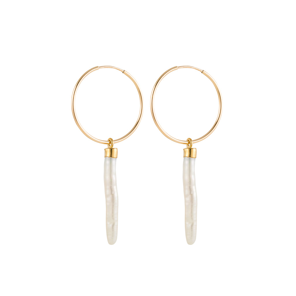 Small Hoop Earrings with Pearl Spike