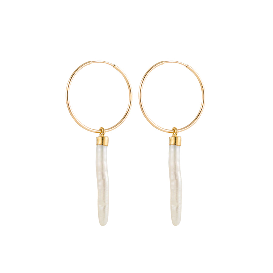 Small Hoop Earrings with Pearl Spike