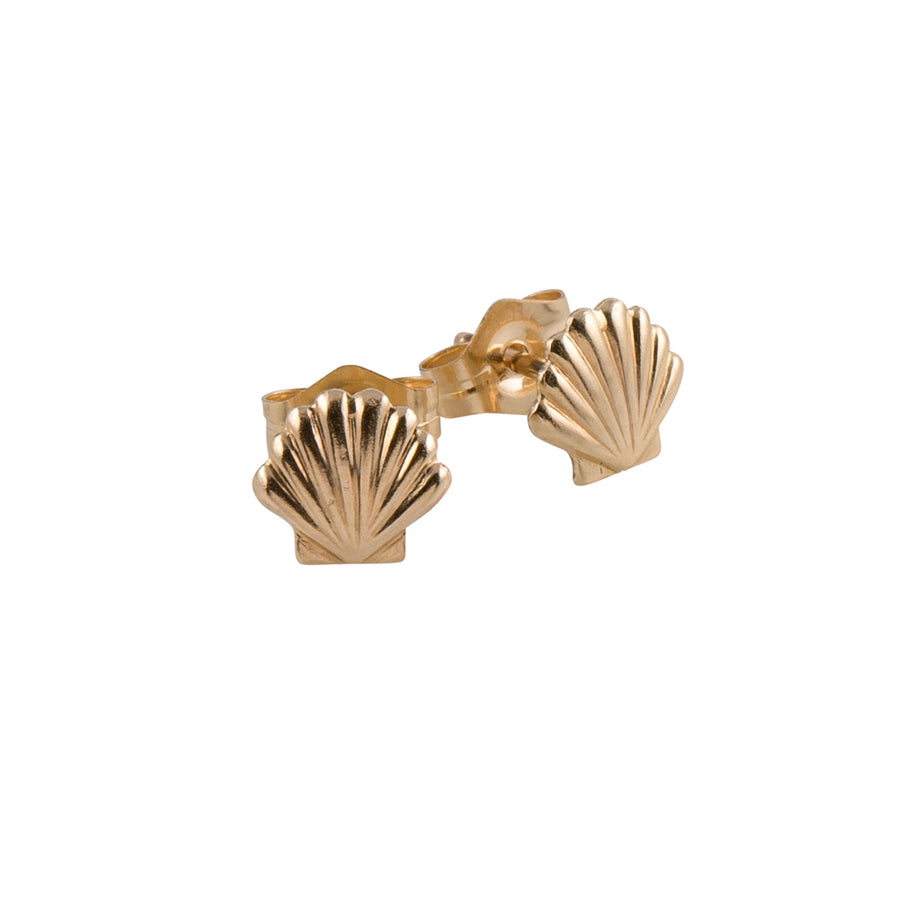 Tiny Shell Stud Earrings in Gold