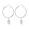 Large Silver Hoops with Sea Shell