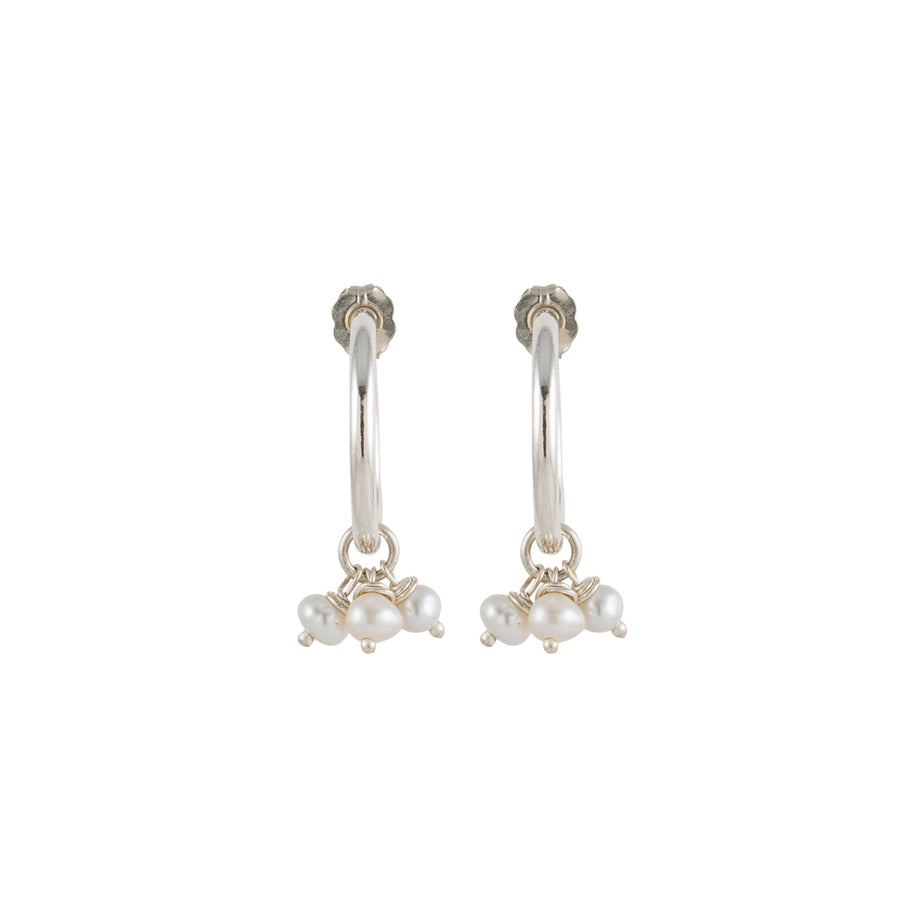 Small Stud Hoops With Pearl Clusters