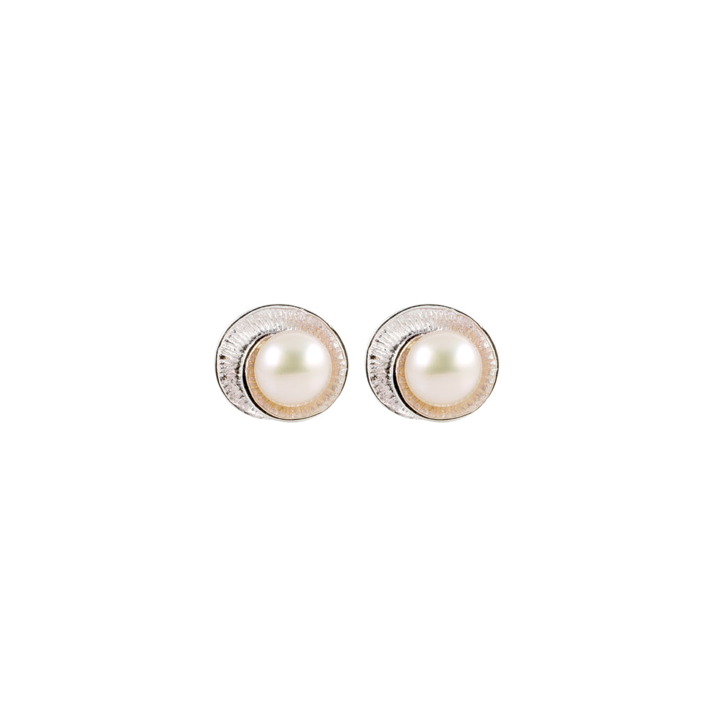 Silver Pearl Stud Earrings