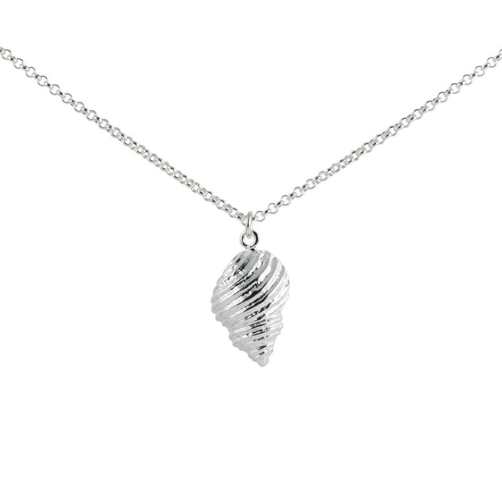 Long Silver Necklace with Large Sea Shell