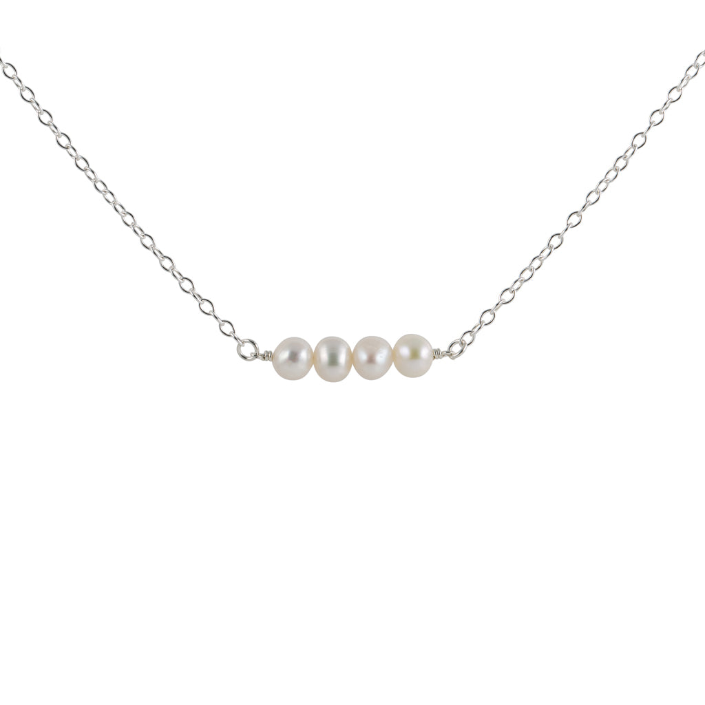 Silver Necklace with Freshwater Pearl Link