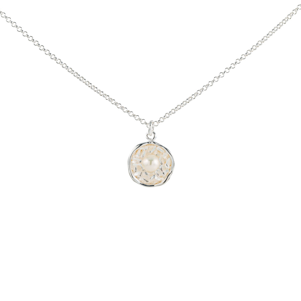 Silver Disc Pearl Necklace