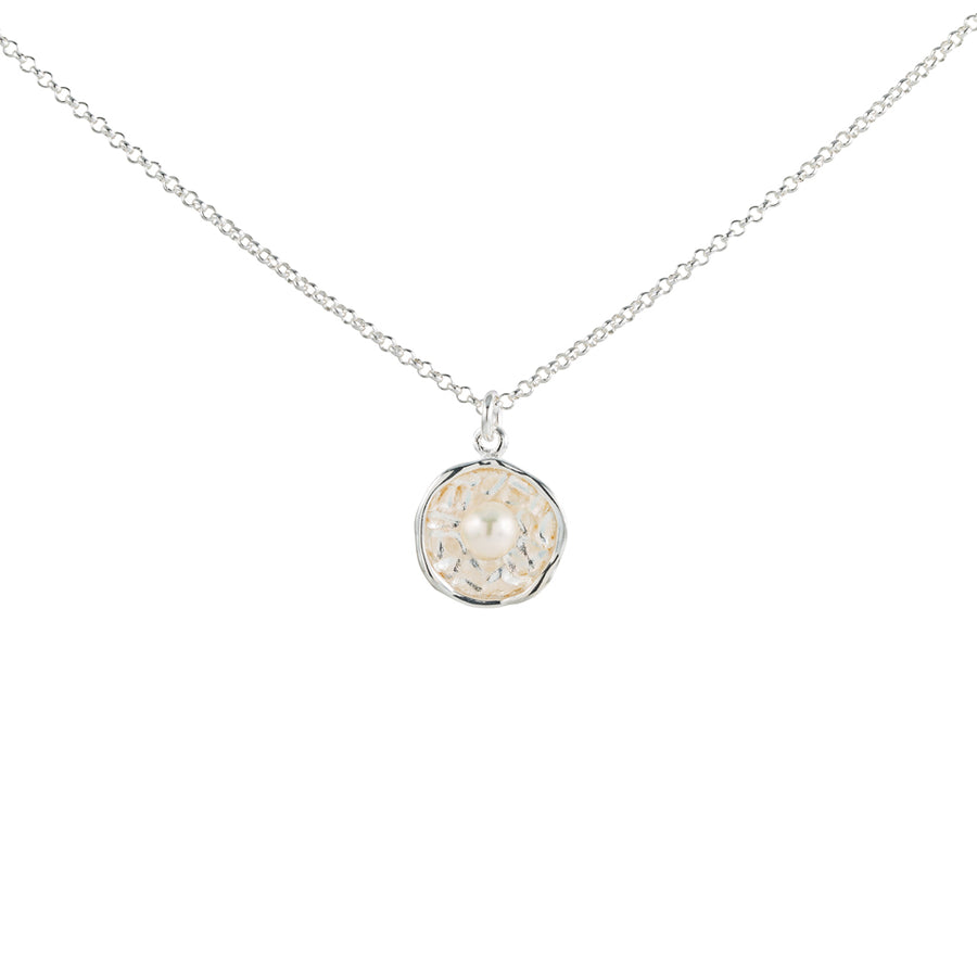 Silver Disc Pearl Necklace
