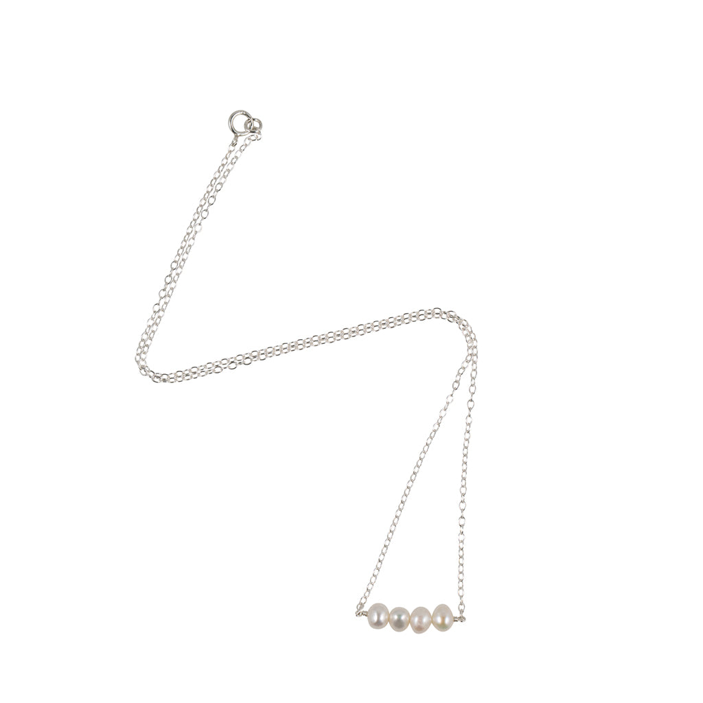 Silver Necklace with Freshwater Pearl Link