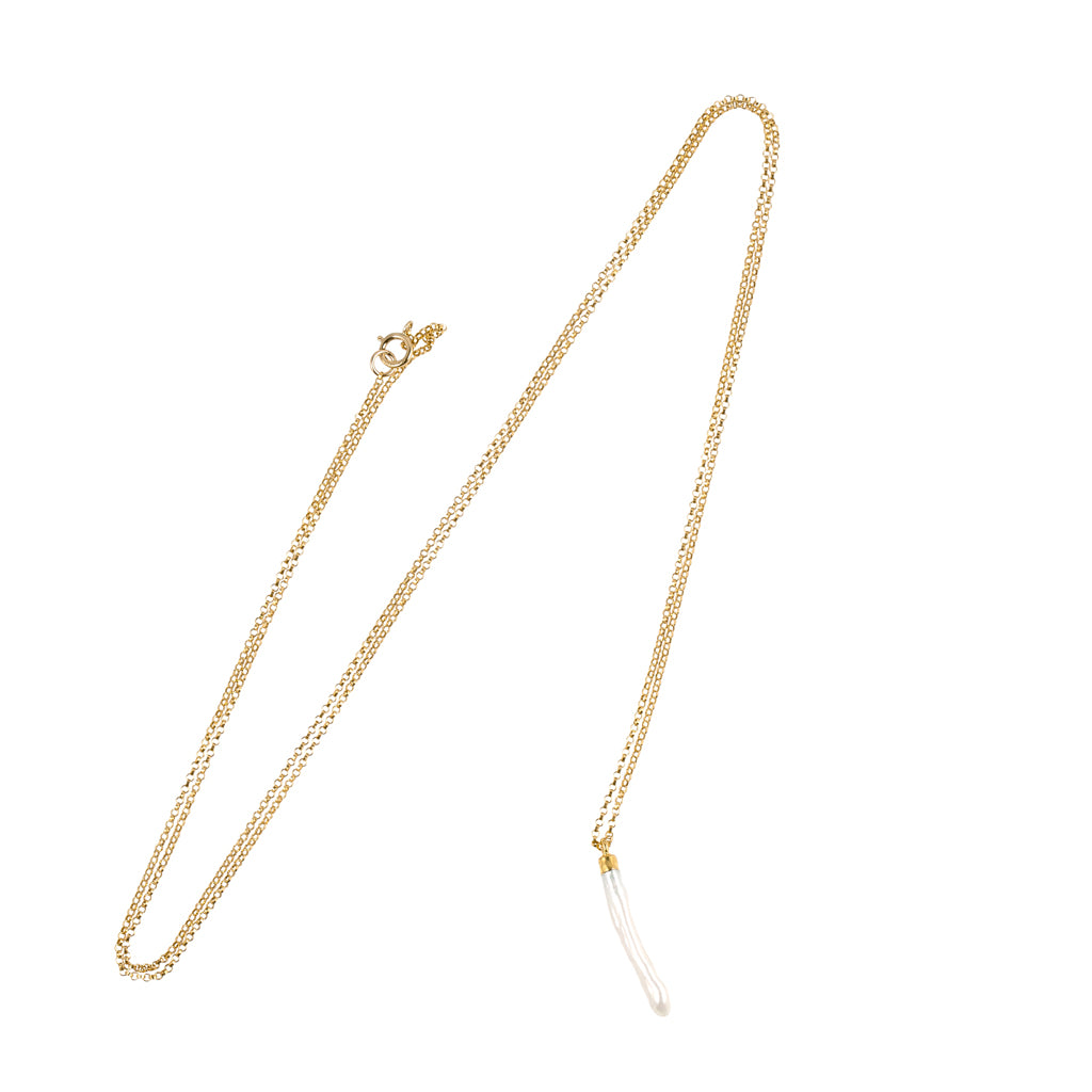 Gold Necklace with Pearl Spike pendant
