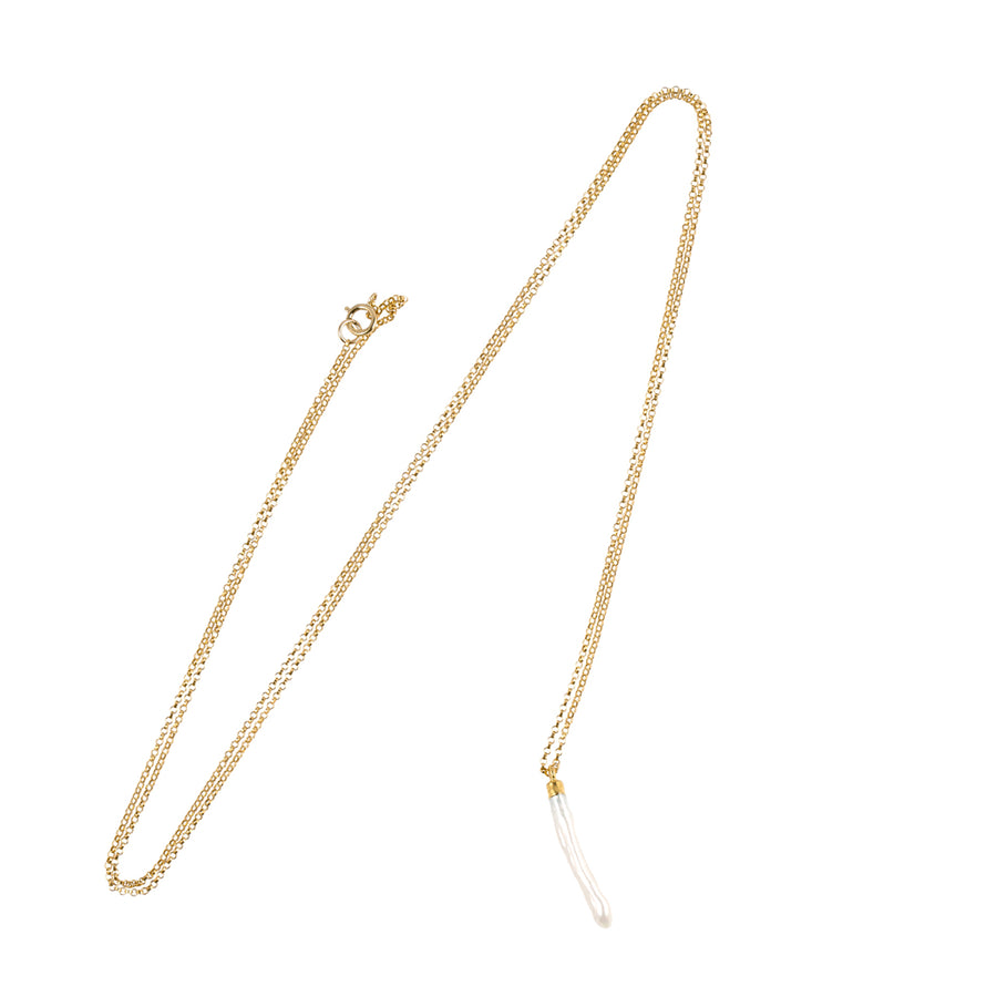 Gold Necklace with Pearl Spike pendant
