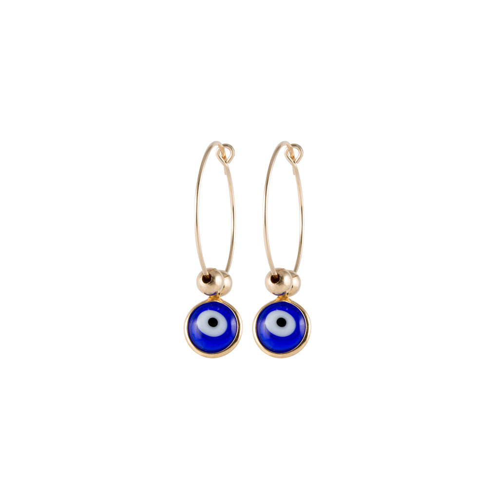 Dainty and small evil eye hoop earrings