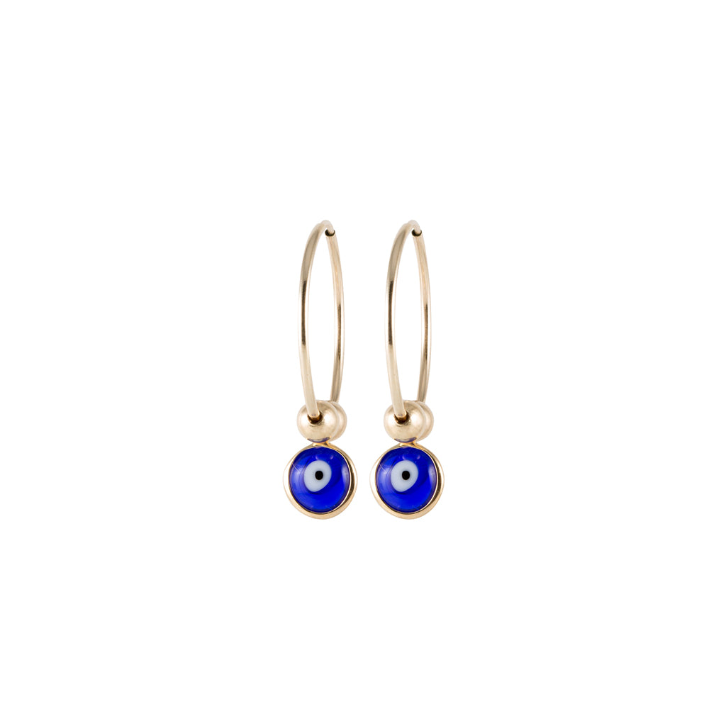 Small Evil Eye Hoop Earrings in Gold