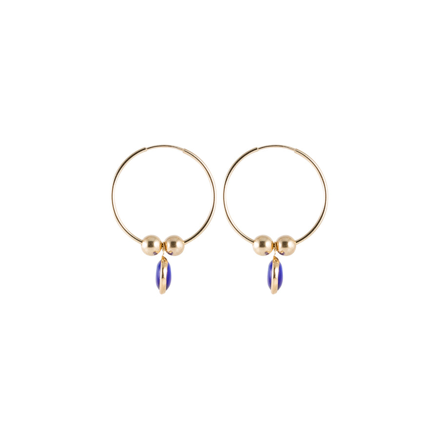 Small Evil Eye Hoop Earrings in Gold