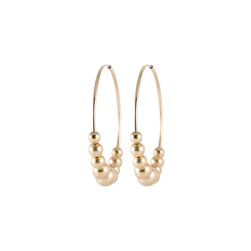 Large Gold Hoops with Beads