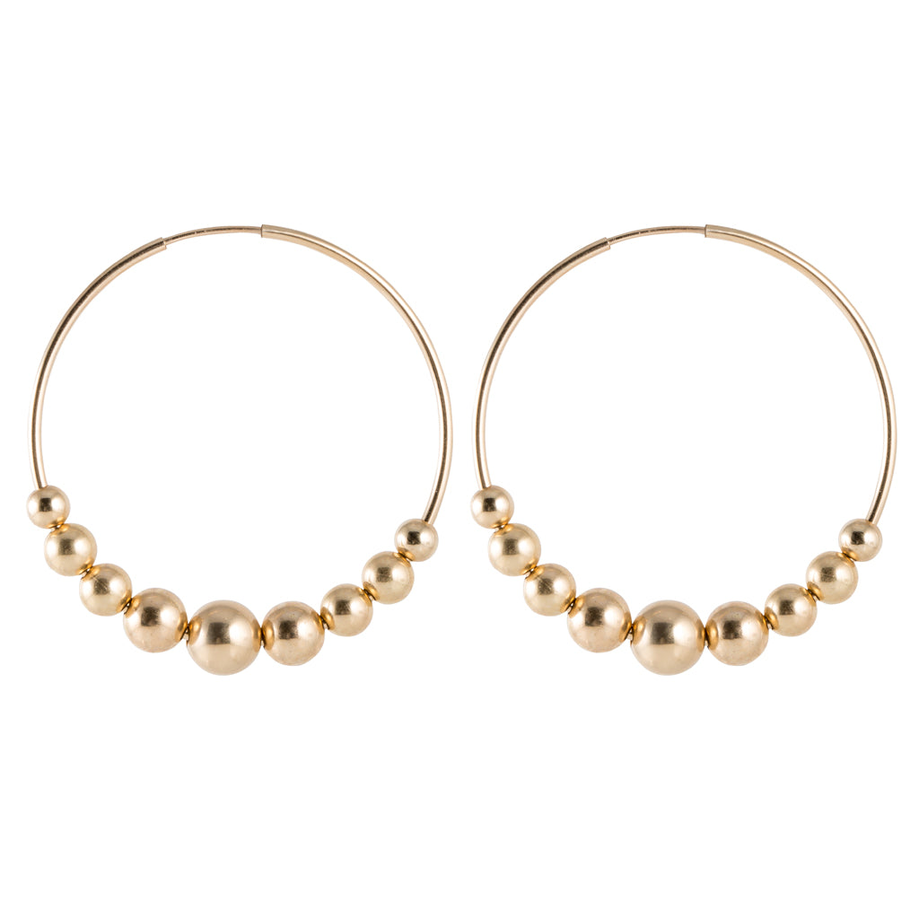 Large Gold Hoops with Beads