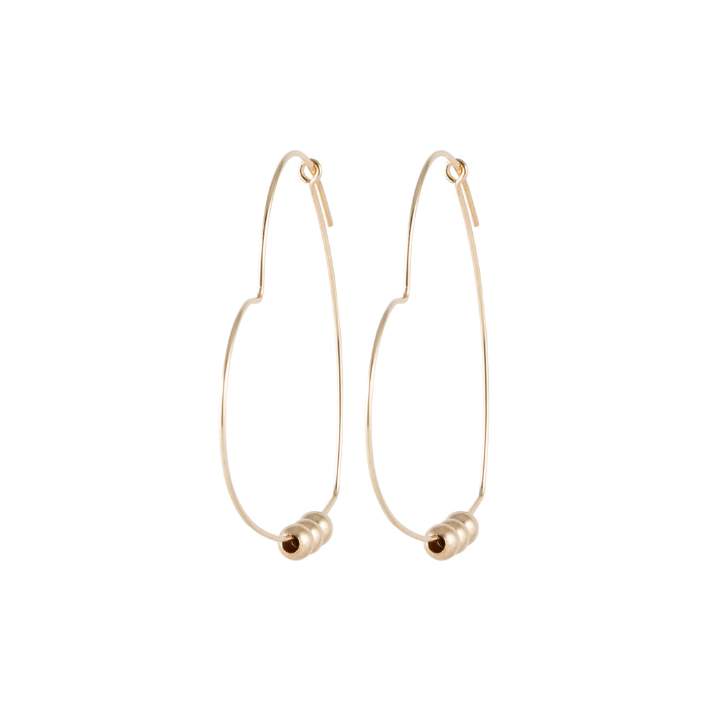 Heart Wire Hoop Earrings in Gold