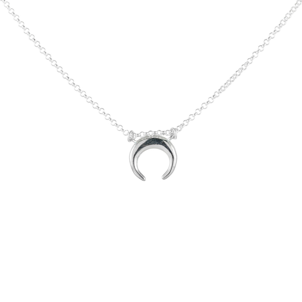 Crescent Moon Necklace in Silver