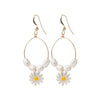 Daisy Pearl Hoop Earrings
