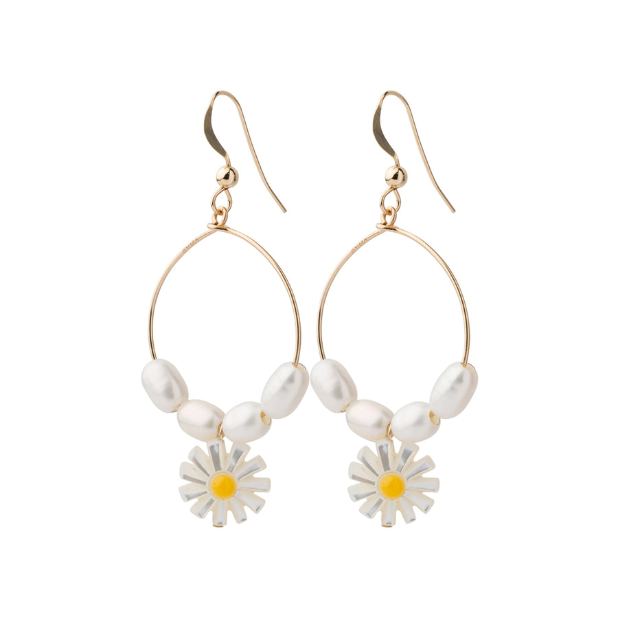 Daisy Pearl Hoop Earrings