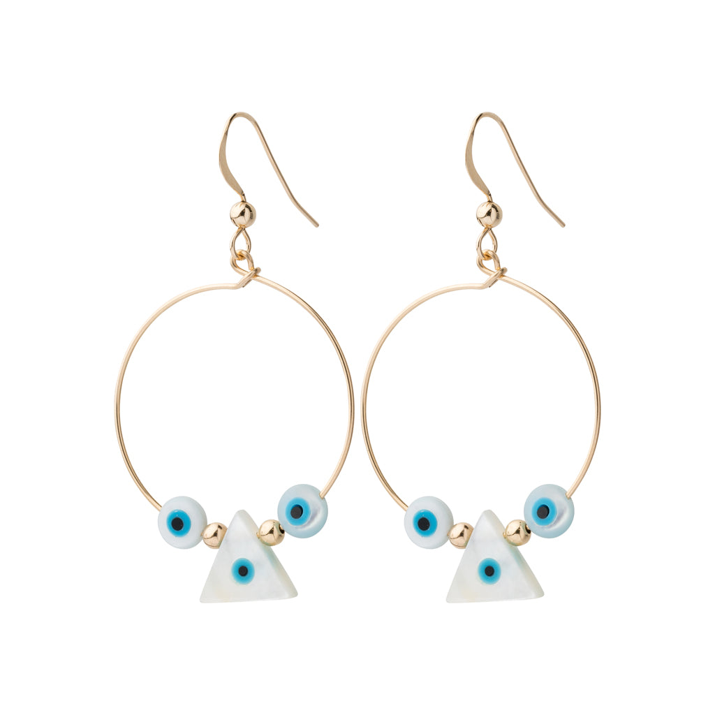 Mother of Pearl Evil Eye Hoops