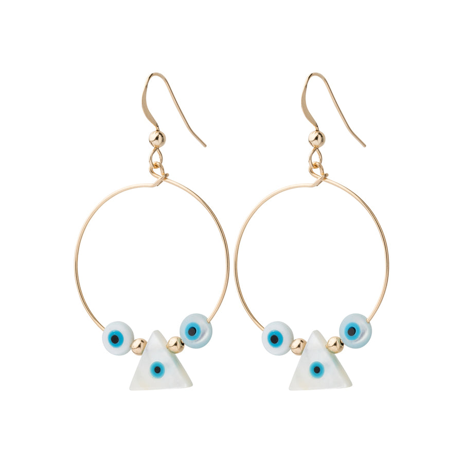 Mother of Pearl Evil Eye Hoops