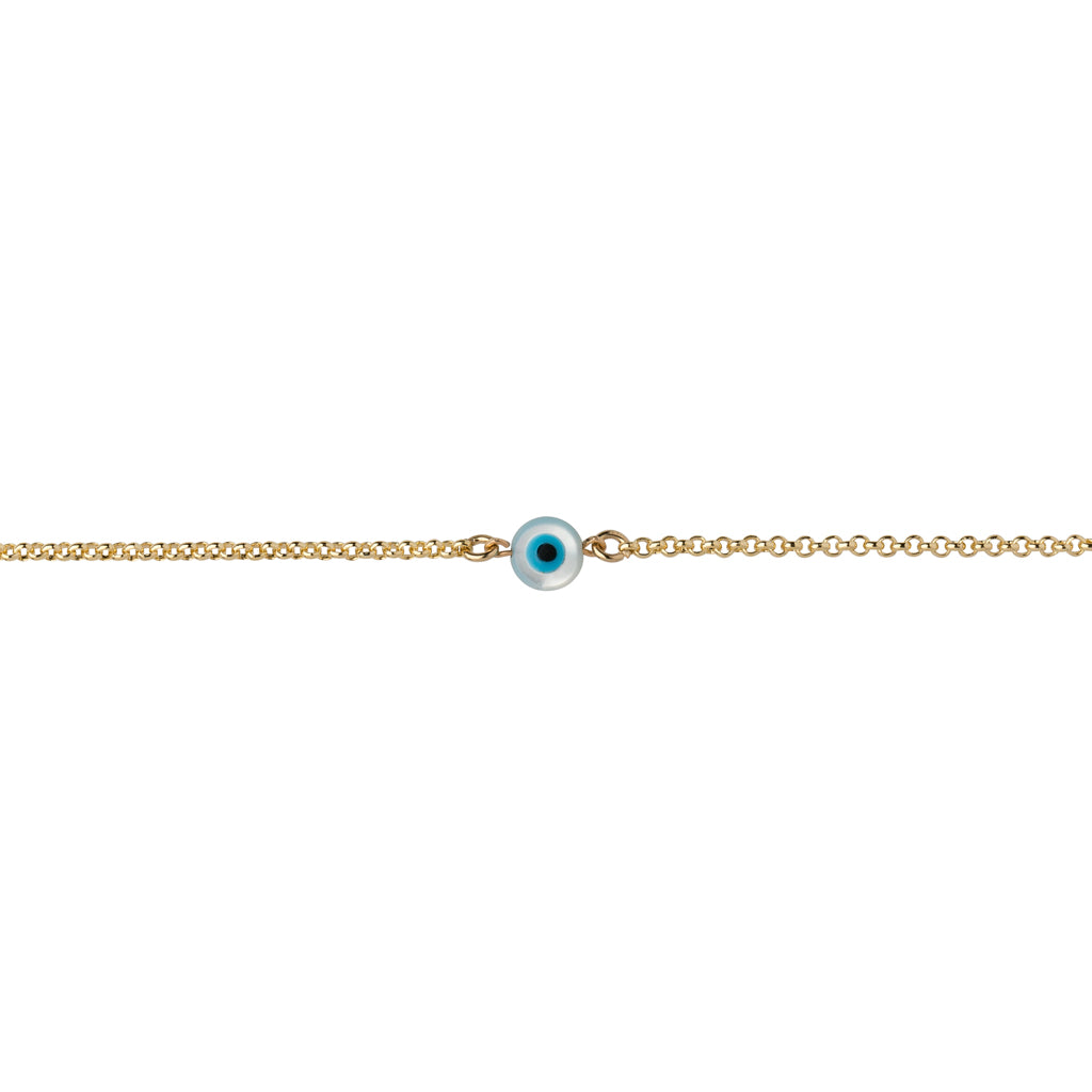 Tiny Mother of Pearl Evil Eye Bracelet