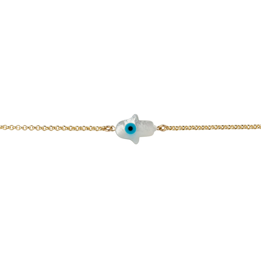 Hamsa Hand Mother of Pearl Evil Eye Bracelet