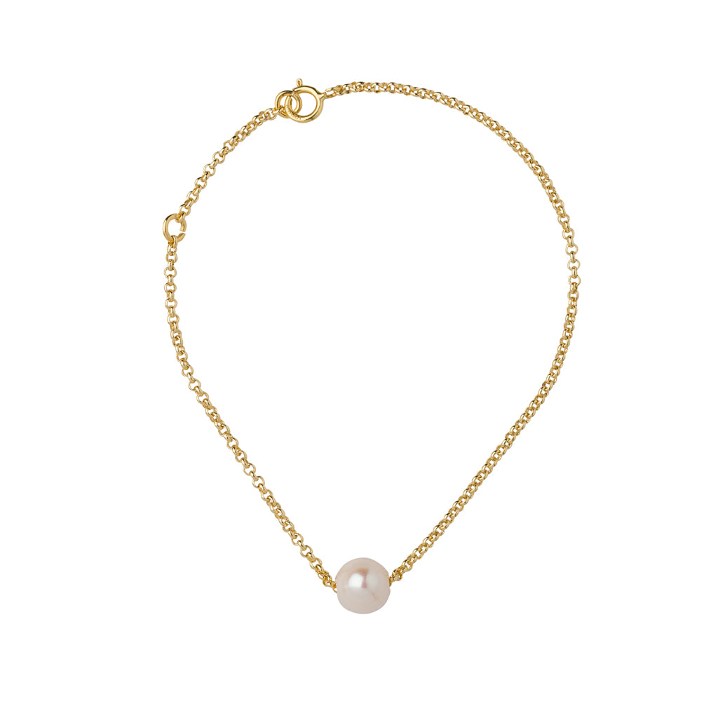 Single Pearl Bracelet in Gold