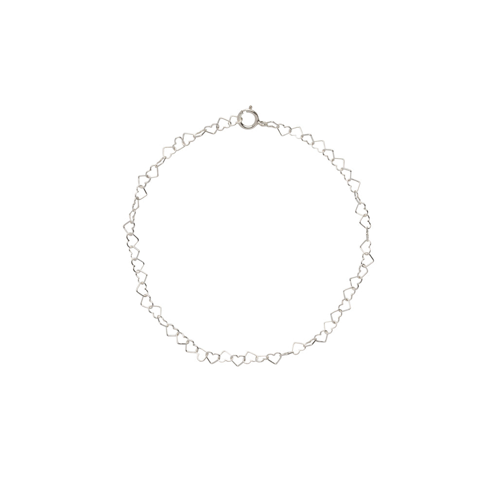 Mini Heart Chain Bracelet in Silver