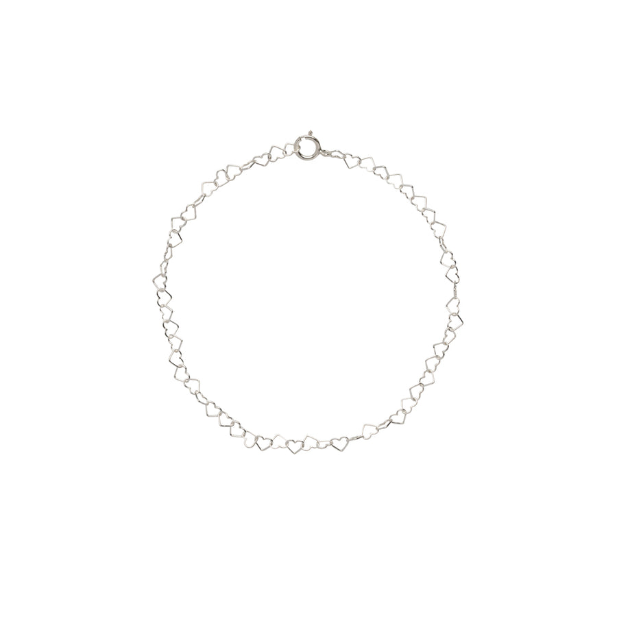 Mini Heart Chain Bracelet in Silver