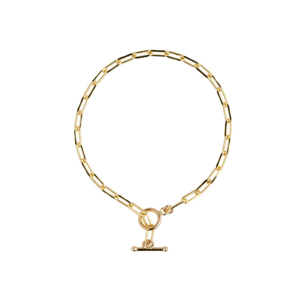 T Bar and Toggle Bracelet in Gold