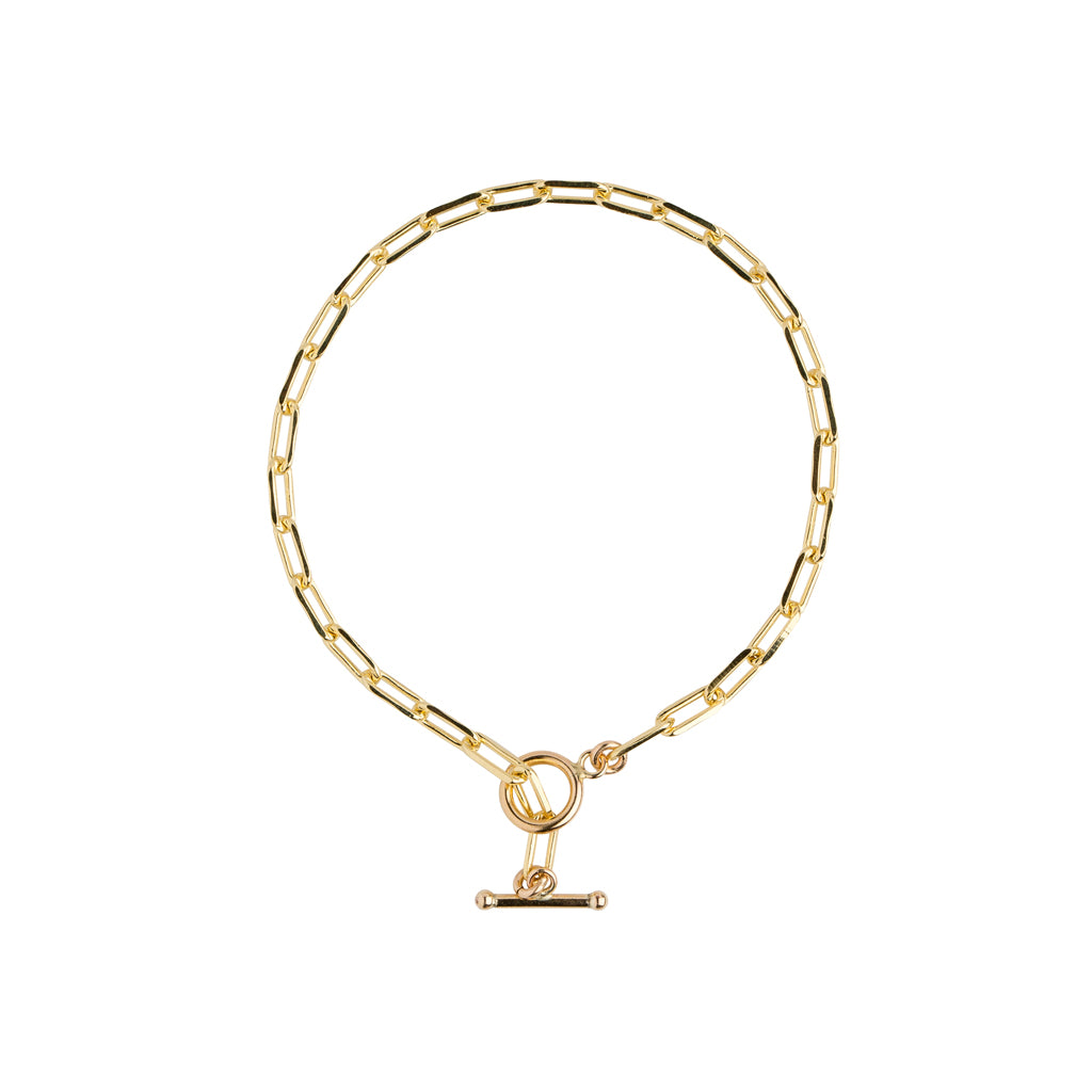 Tilly Sveaas Gold T-Bar Curb Link Necklace 50cm chain | Katie & Jo