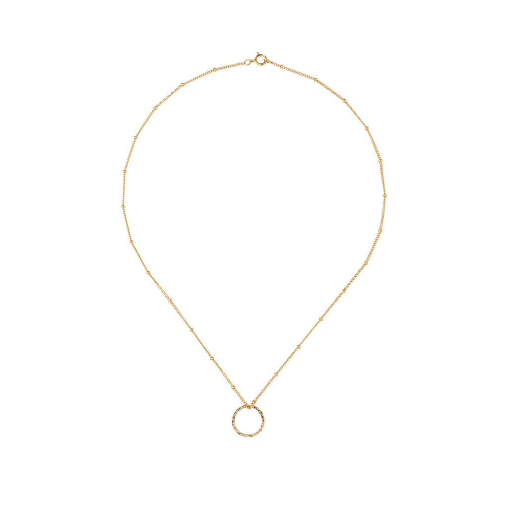 Textured Circle Necklace in Gold