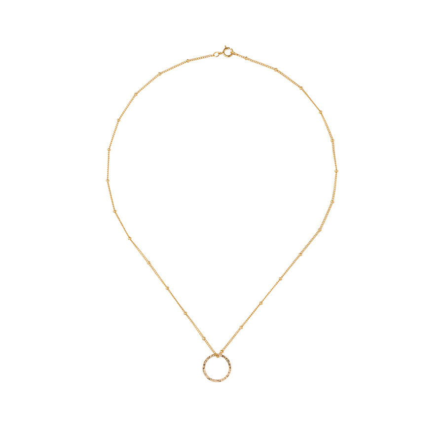 Textured Circle Necklace in Gold