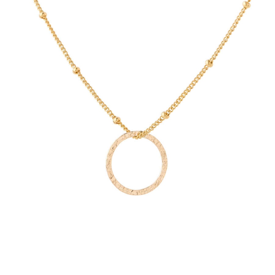 Textured Circle Necklace in Gold