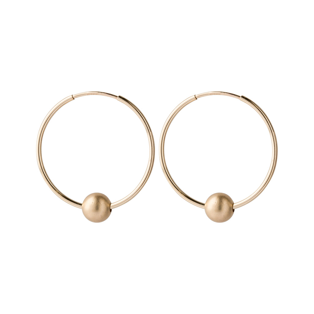 Small Hoop with Brushed Gold Bead