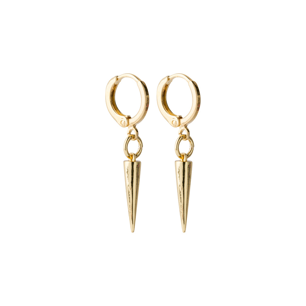 Gold Spike Huggie Earrings