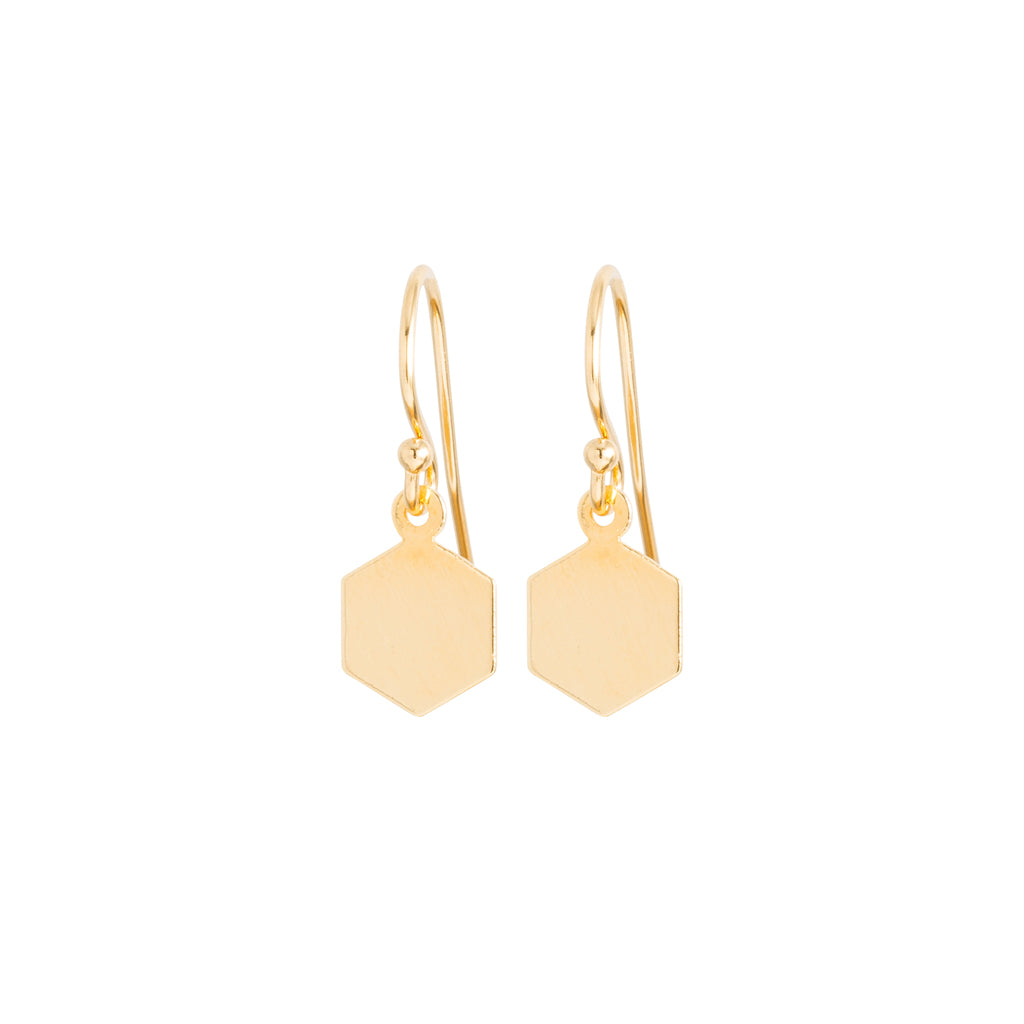 Hexagon Gold Earrings