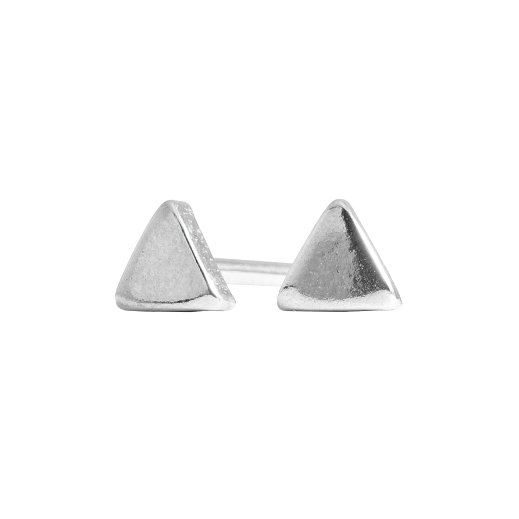Tiny Triangle Stud Earrings in Silver