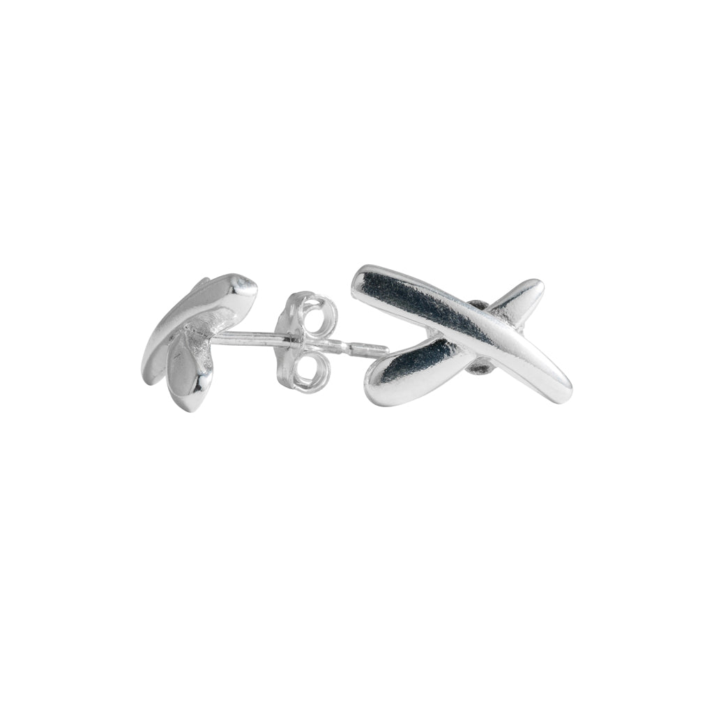 X Marks The Spot Stud Earrings in Silver