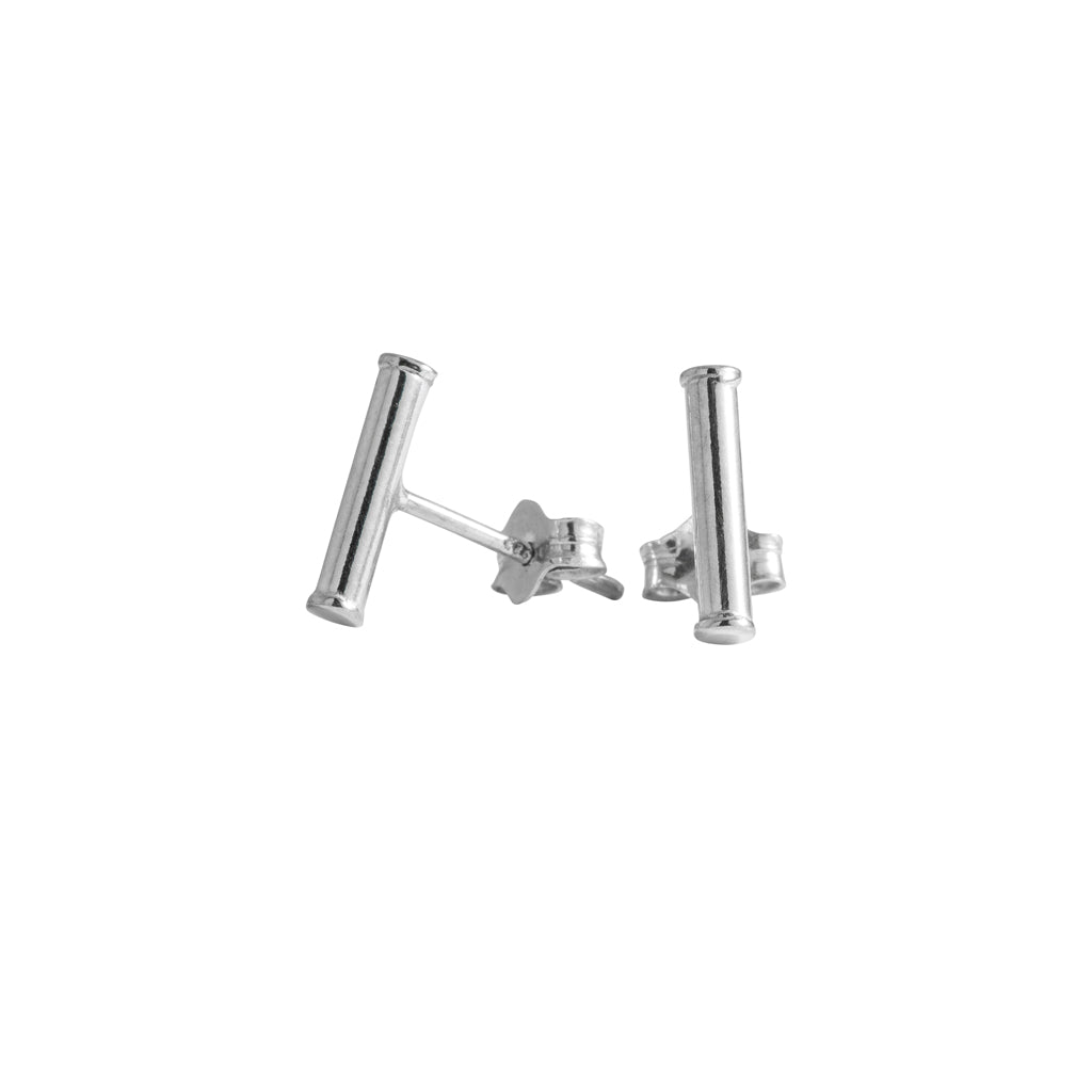 Bar Stud Earrings in Silver