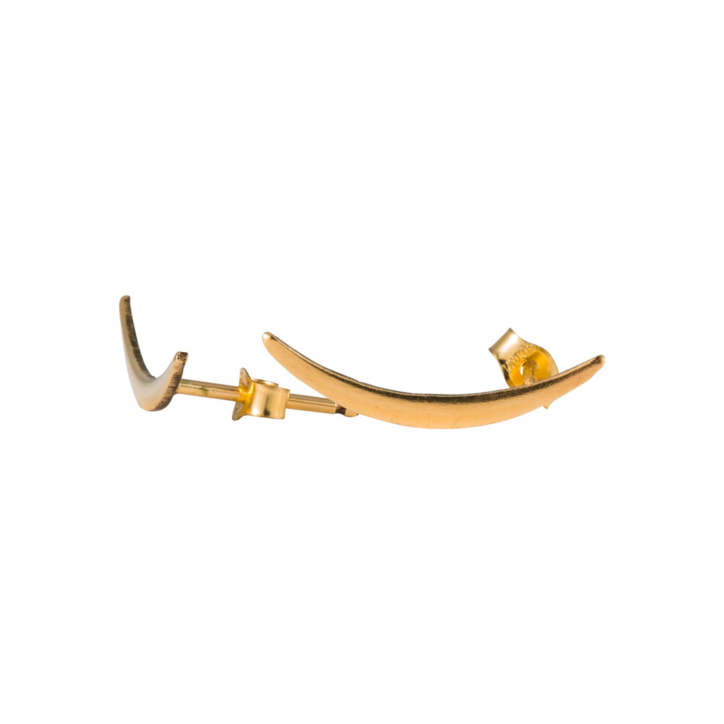 Crescent Moon Ear Crawler Stud Earrings in Gold