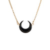 Small Black Wire Wrap Crescent Moon Necklace in Gold