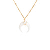 Small White Crescent Moon Necklace in Gold