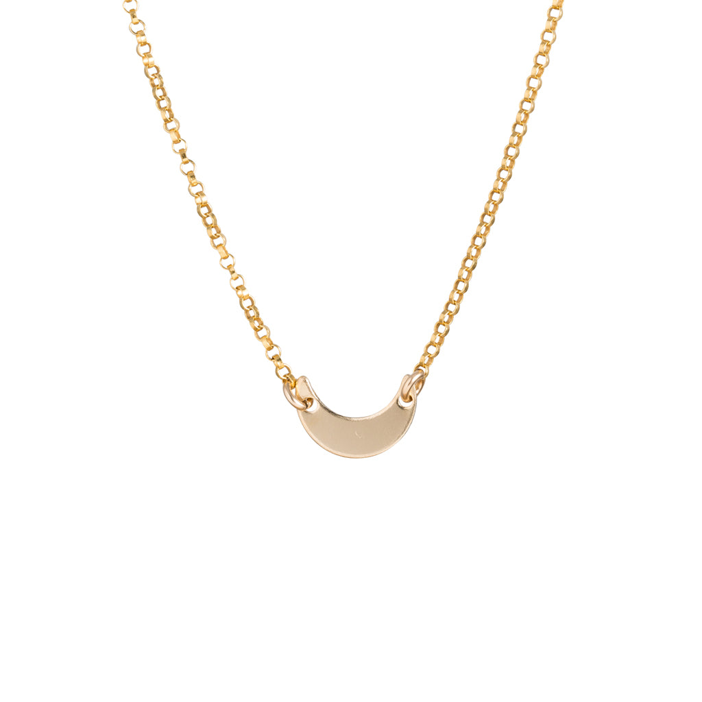 Tiny Crescent Moon Necklace in Gold