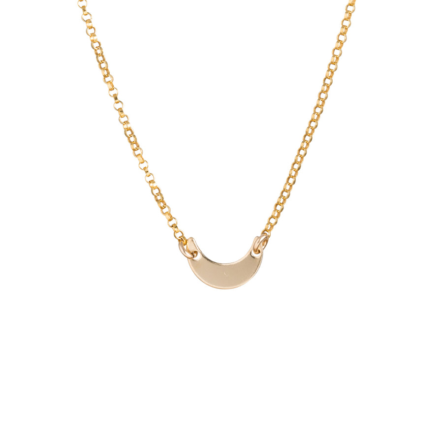 Tiny Crescent Moon Necklace in Gold