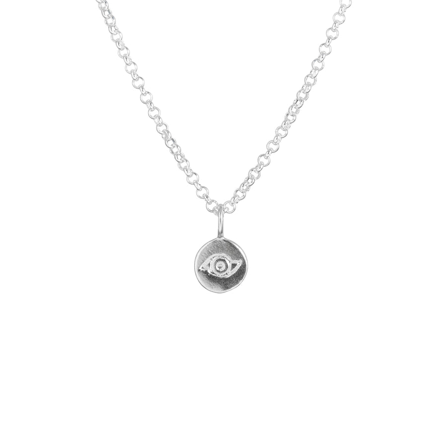 Tiny Evil Eye Necklace in Silver