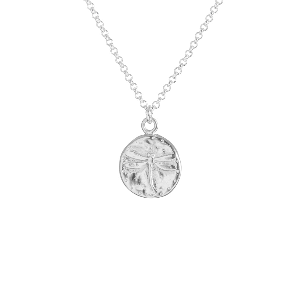 Dragonfly Circle Necklace in Silver