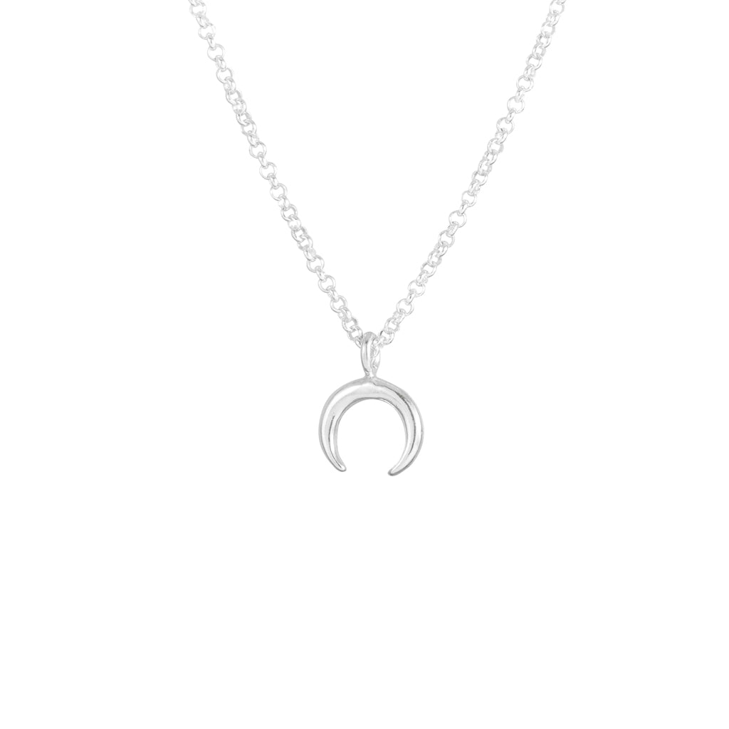 Tiny Crescent Moon Necklace in Silver